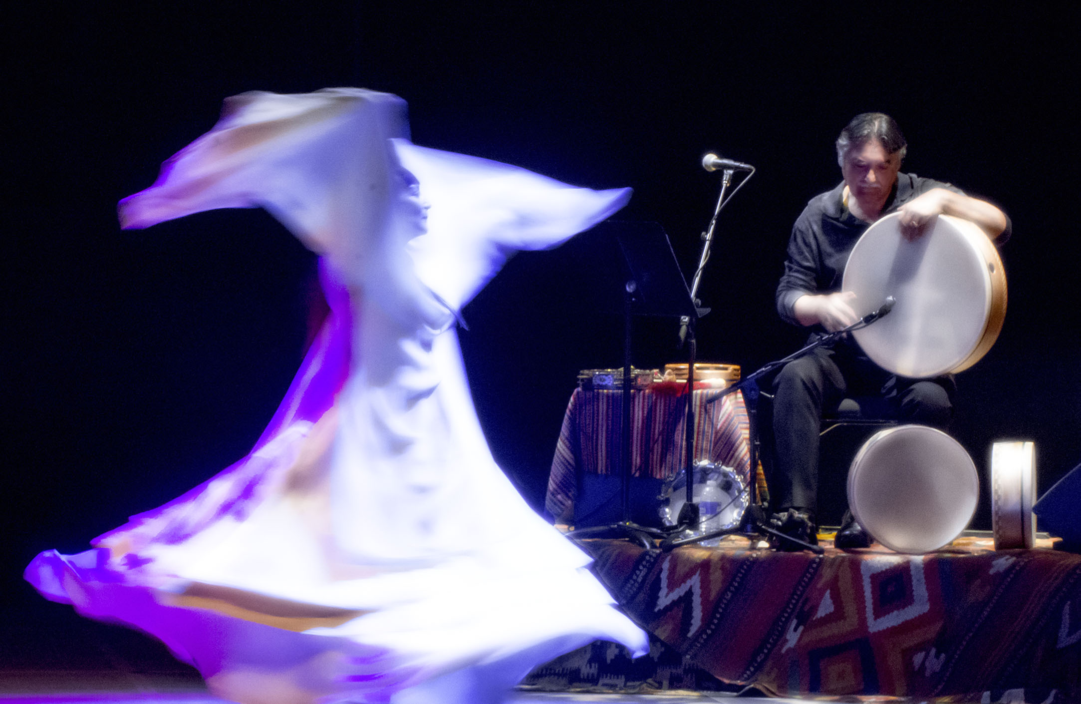 Rumi Concert - Zuleikha whirling with Glen Velez on frame drum